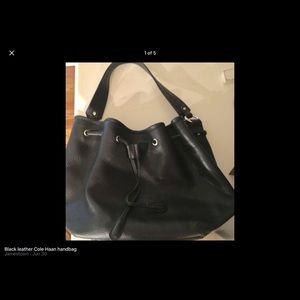 Black leather handbag